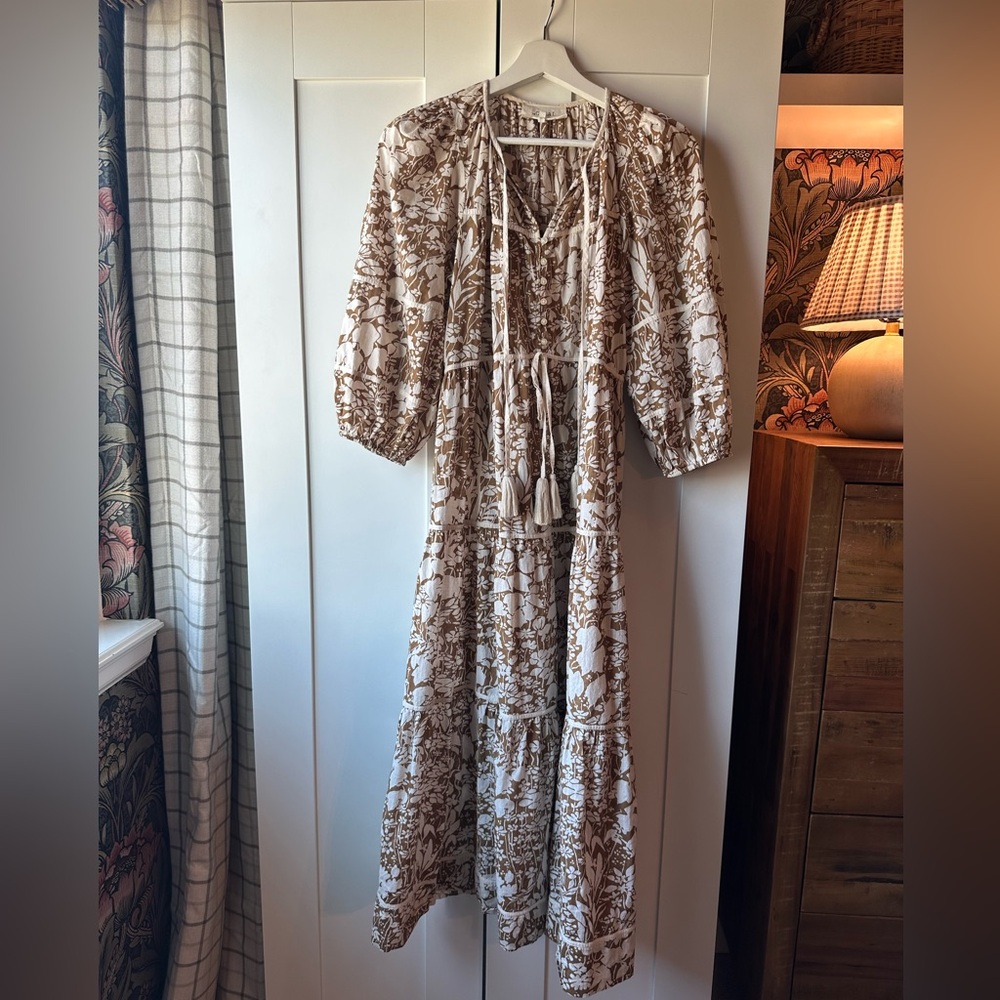 THE GREAT. Bonnet Dress in Tan Floral